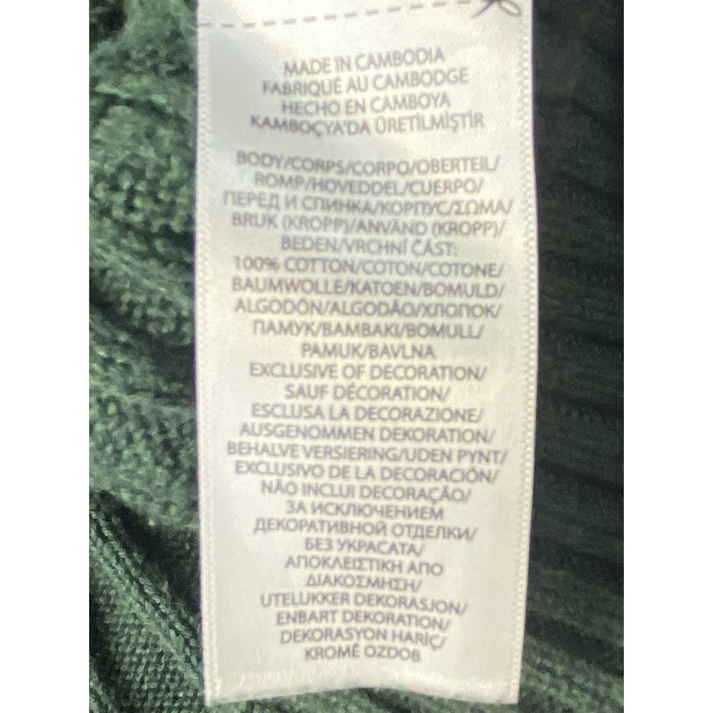 Polo Ralph Lauren Women's V-Neck Cable Knit Sweater XL Green Cotton Pony Logo - Picture 5 of 8